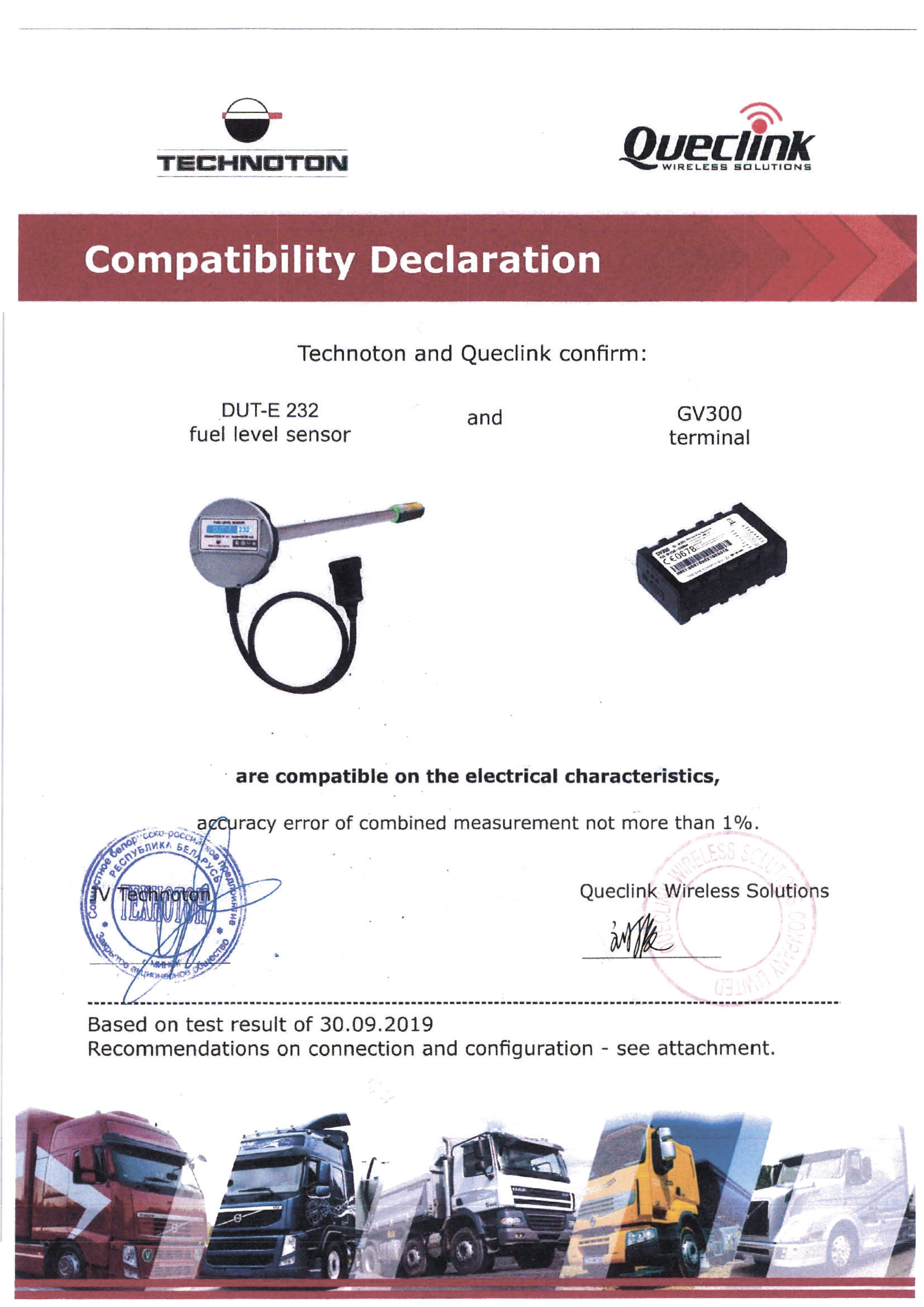 Compatibility of Technoton fuel sensors and meters with Queclink GPS trackers