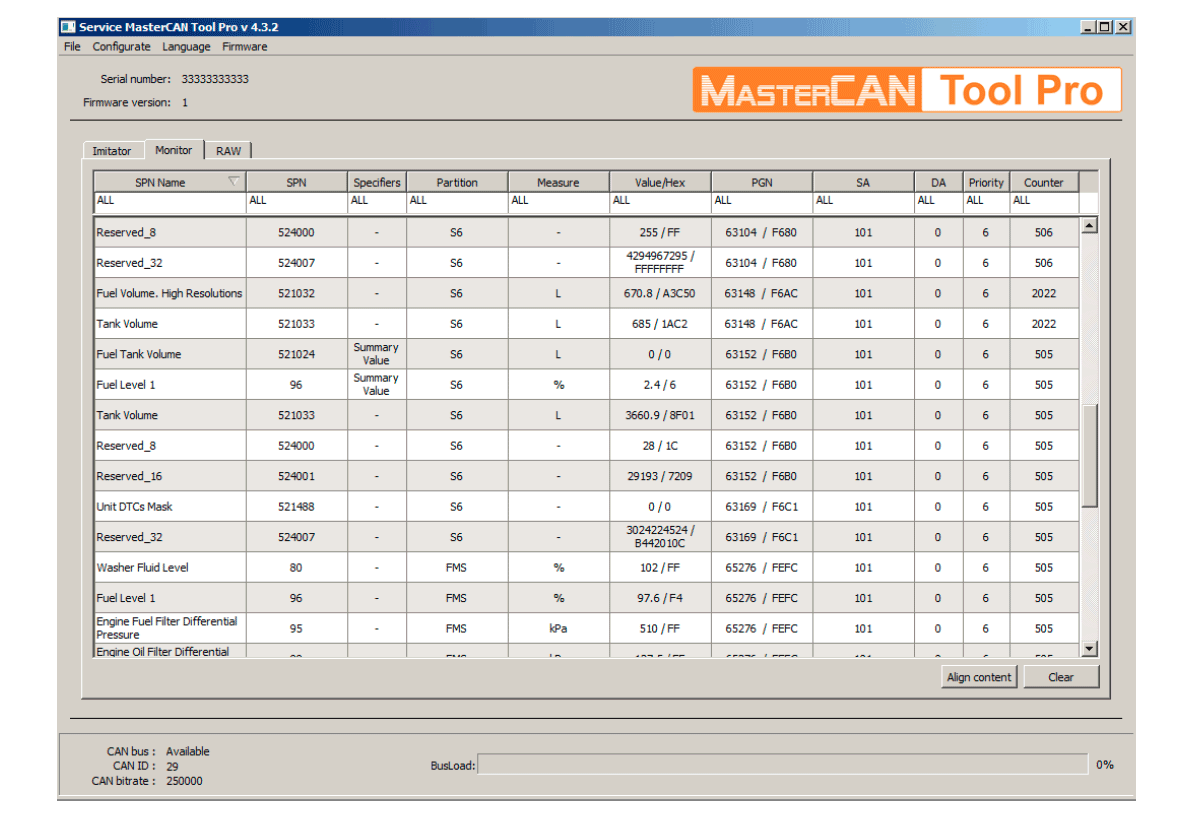 Monitoring PGN received from CAN bus Monitoring PGN received from CAN bus