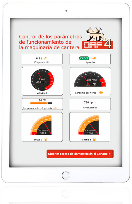 Control de los parámetros de funcionamiento de la maquinaria de cantera