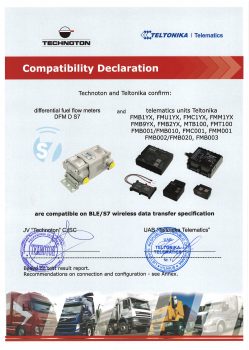 Teltonika Compatible with Technoton DFM D S7. Declaration and Recommendations on connecting Teltonika Compatible with Technoton DFM D S7. Declaration and Recommendations on connecting
