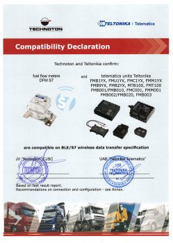 Teltonika Compatible with Technoton DFM S7. Declaration and Recommendations on connecting Teltonika Compatible with Technoton DFM S7. Declaration and Recommendations on connecting