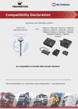 Teltonika compatible with Technoton DUT-E S7. Declaration and Recommendations on connecting Teltonika compatible with Technoton DUT-E S7. Declaration and Recommendations on connecting