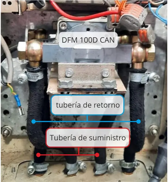 Instalación del flujómetro diferencial en el sistema del generador Instalación del flujómetro diferencial en el sistema del generador
