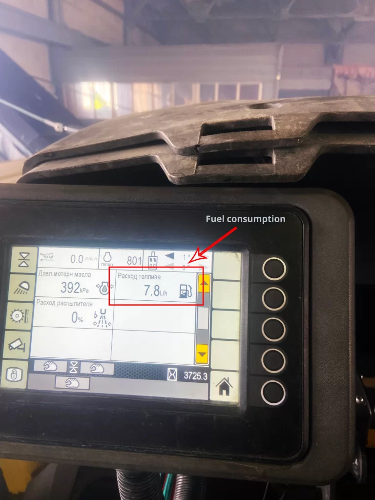Fuel consumption data Fuel consumption data is displayed in the driver's cab