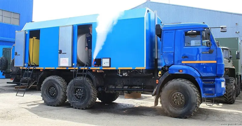 Portable industrial steam boiler unis for oil dewaxing on Kamaz chassi Portable industrial steam boiler unis for oil dewaxing on Kamaz chassi
