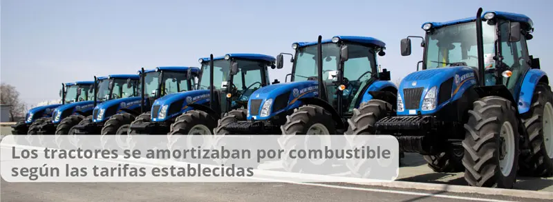 Los tractores se amortizaban por combustible según las tarifas establecidas Los tractores se amortizaban por combustible según las tarifas establecidas