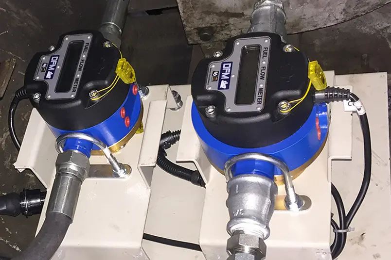 Fuel flow meters are mounted on locomotive