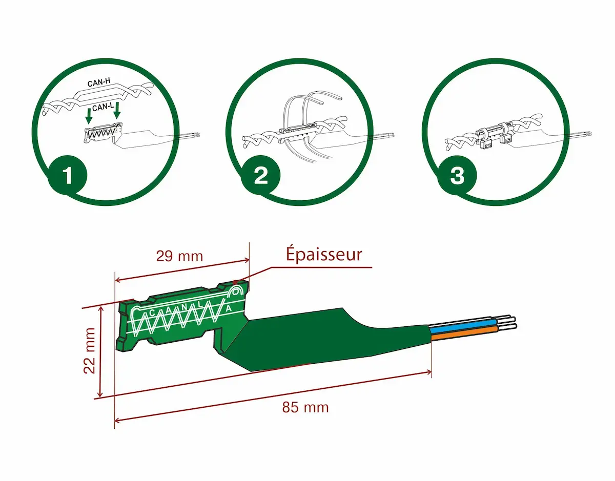 Installation du lecteur compact sans contact J1939 CANCrocoLITE