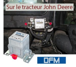 Le débitmètre est installé sur un tracteur John Deere 8310R. 