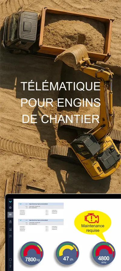 Gestion de flotte d’engins de chantier – surveillance du carburant, localisation, maintenance prédictive Gestion de flotte d’engins de chantier – surveillance du carburant, localisation, maintenance prédictive