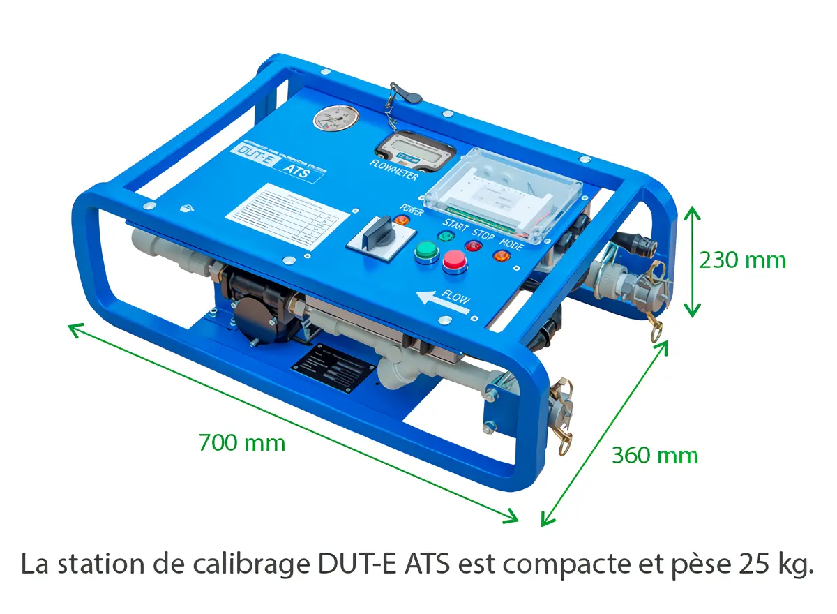 La station de calibrage DUT-E ATS est compacte et pese 25 kg La station de calibrage DUT-E ATS est compacte et pese 25 kg