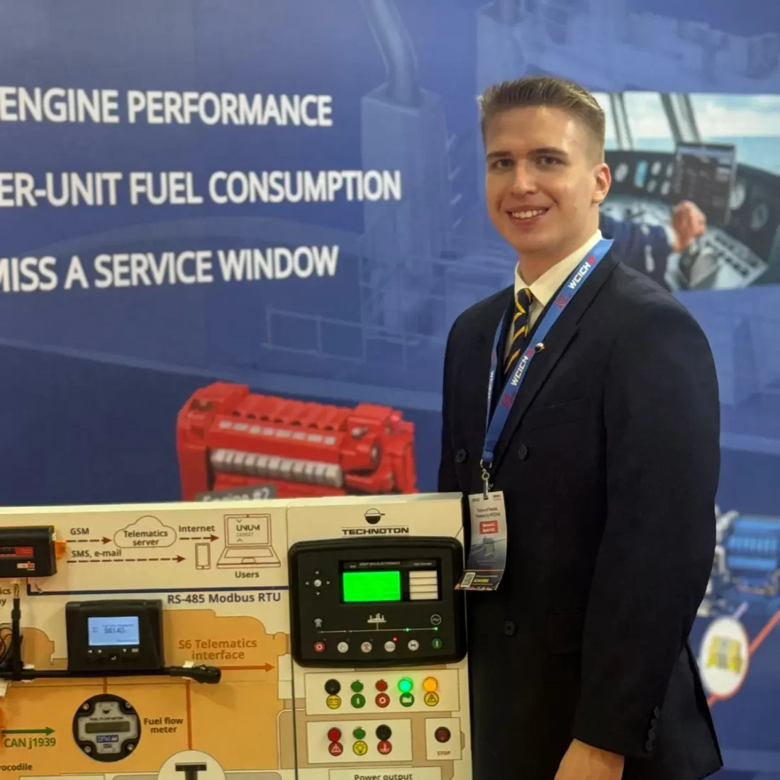 Telematics stand UNUM Marine remote control panel at APM 2026 Telematics stand UNUM Marine remote control panel at APM 2026